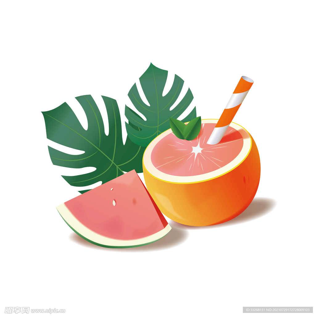 夏日水果畅饮手绘元素