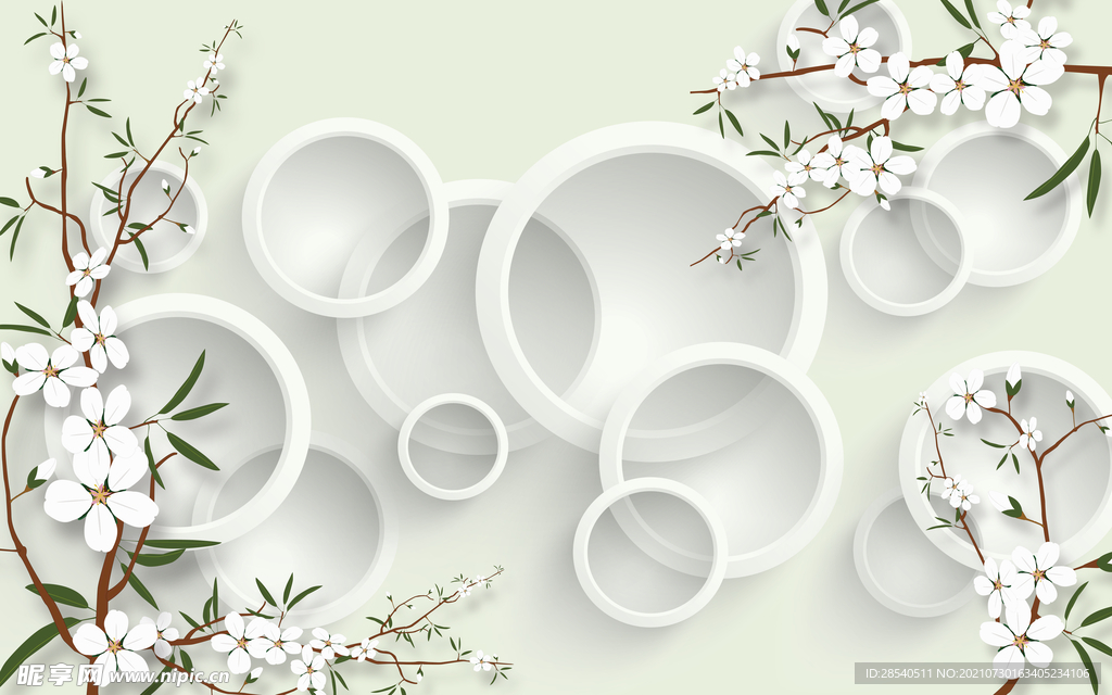 现代简约3D圆圈花图片