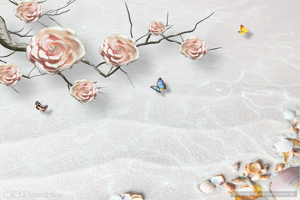 3D玫瑰电视背景墙