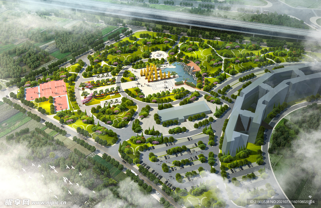 公园市政道路路口节点绿化景观