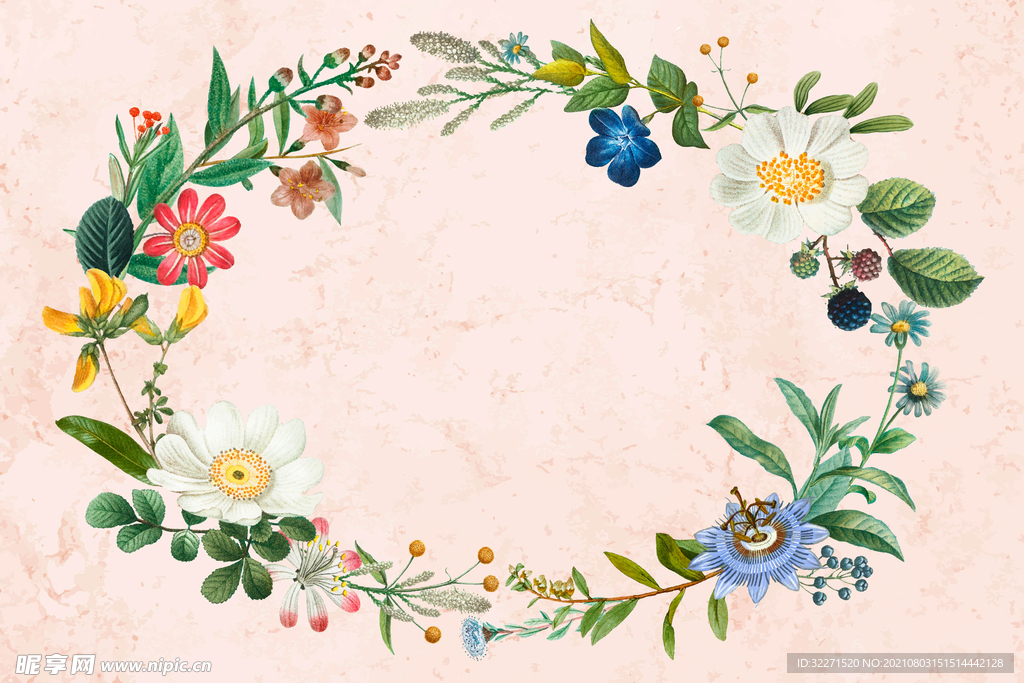 北欧风格手绘花环