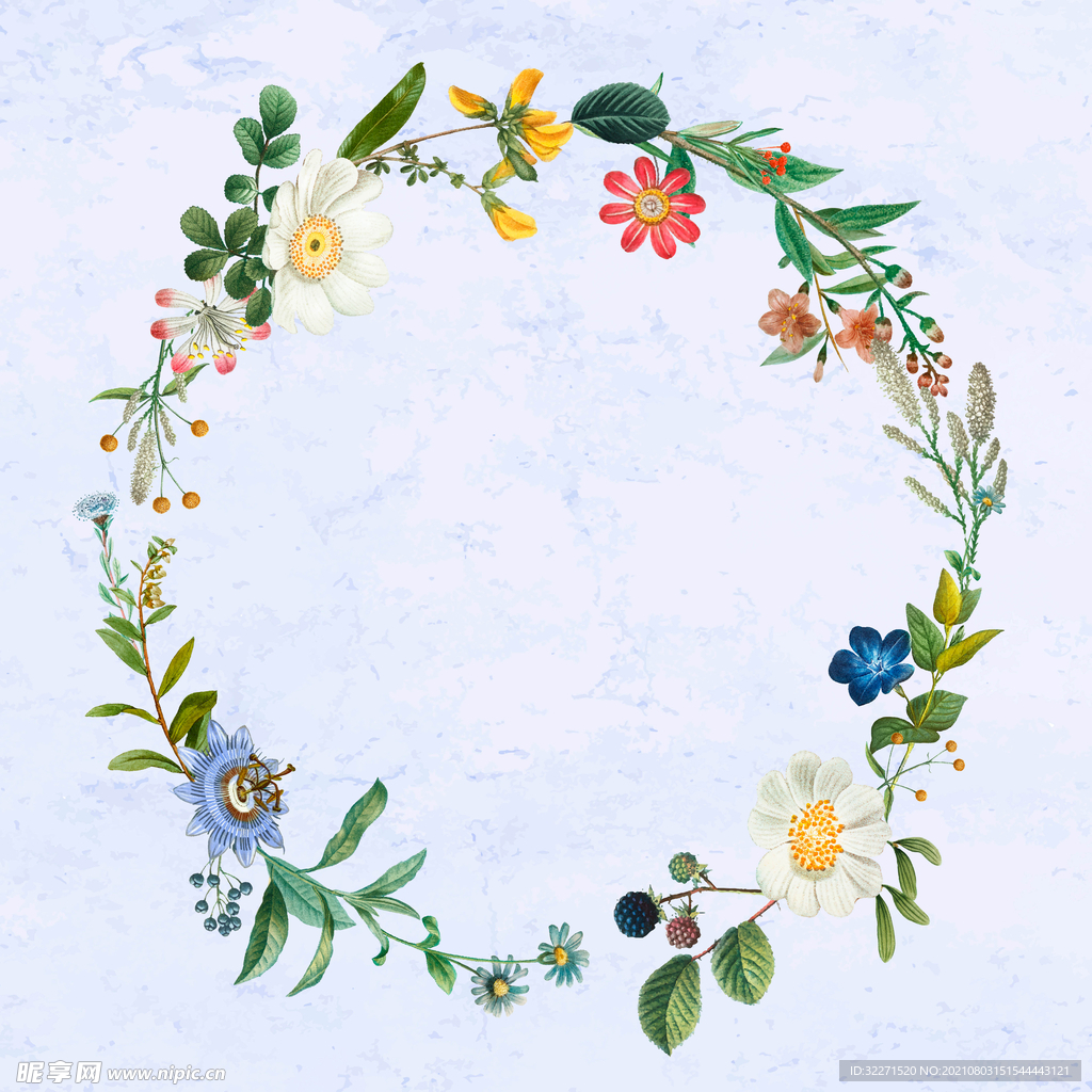 北欧风格手绘花环