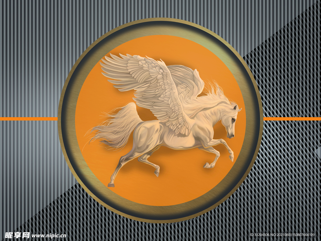 现代手绘骏马几何抽象图