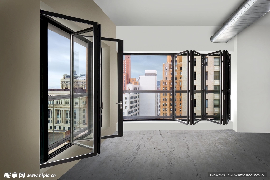 转角折叠窗 黑色