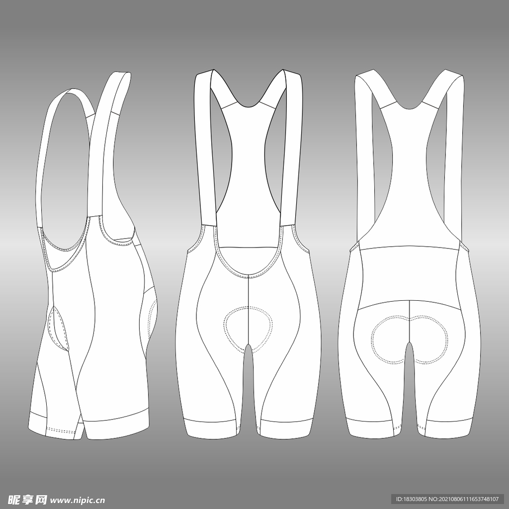 男款背带裤设计模板