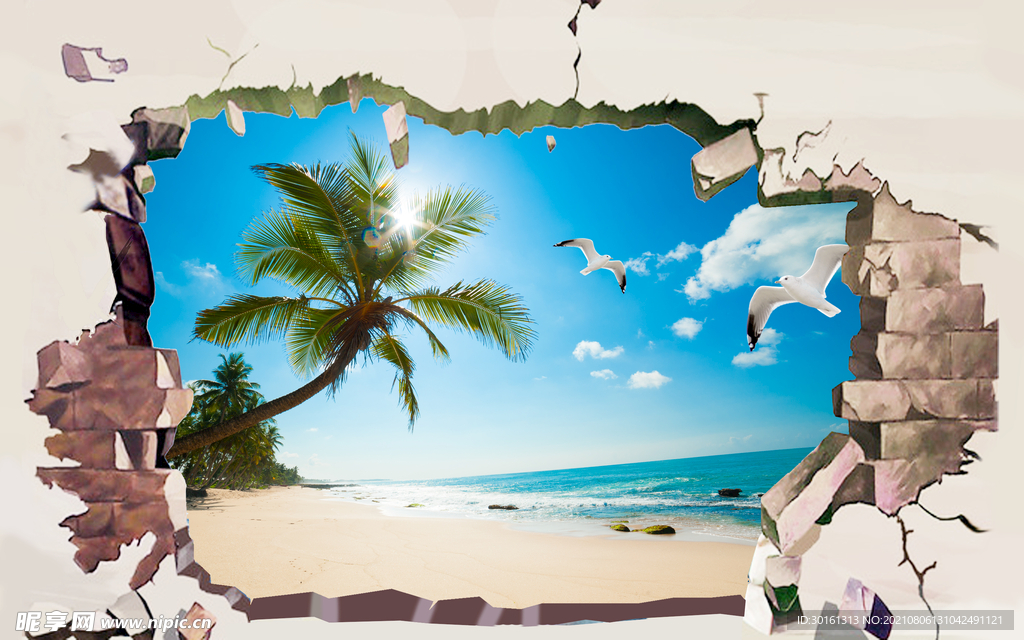 破墙后的唯美海景