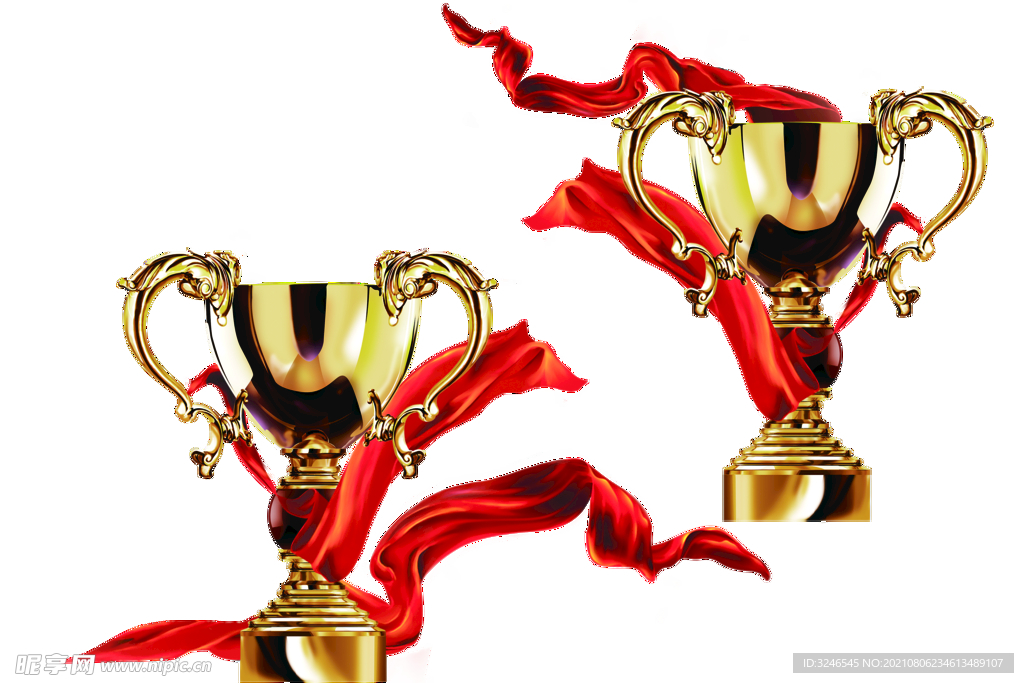 金色奖杯 红绸缎