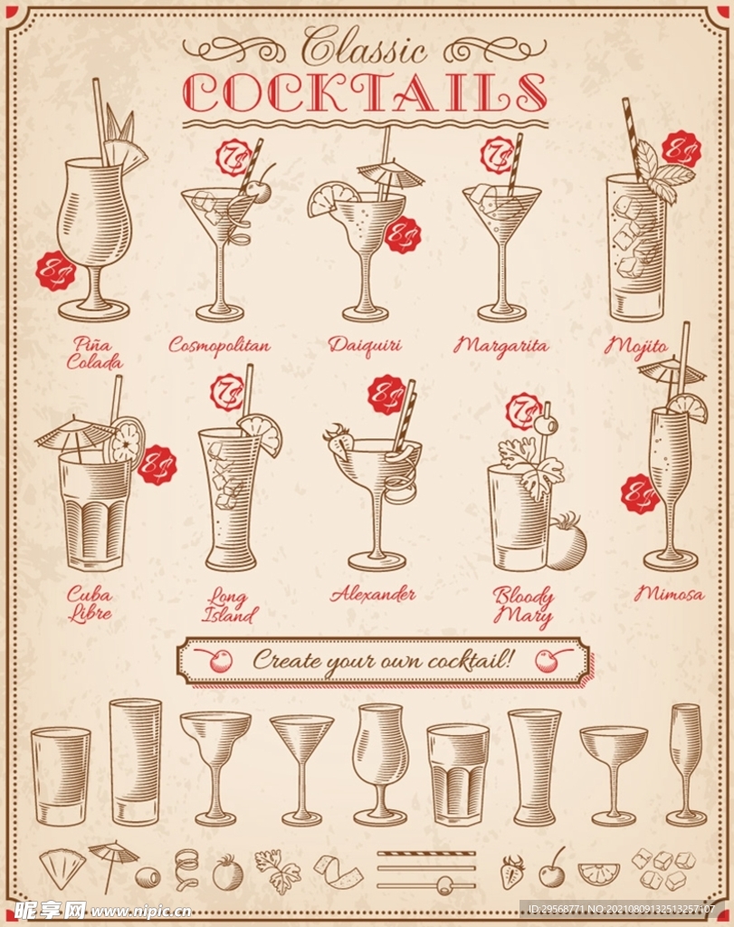 鸡尾酒酒水单