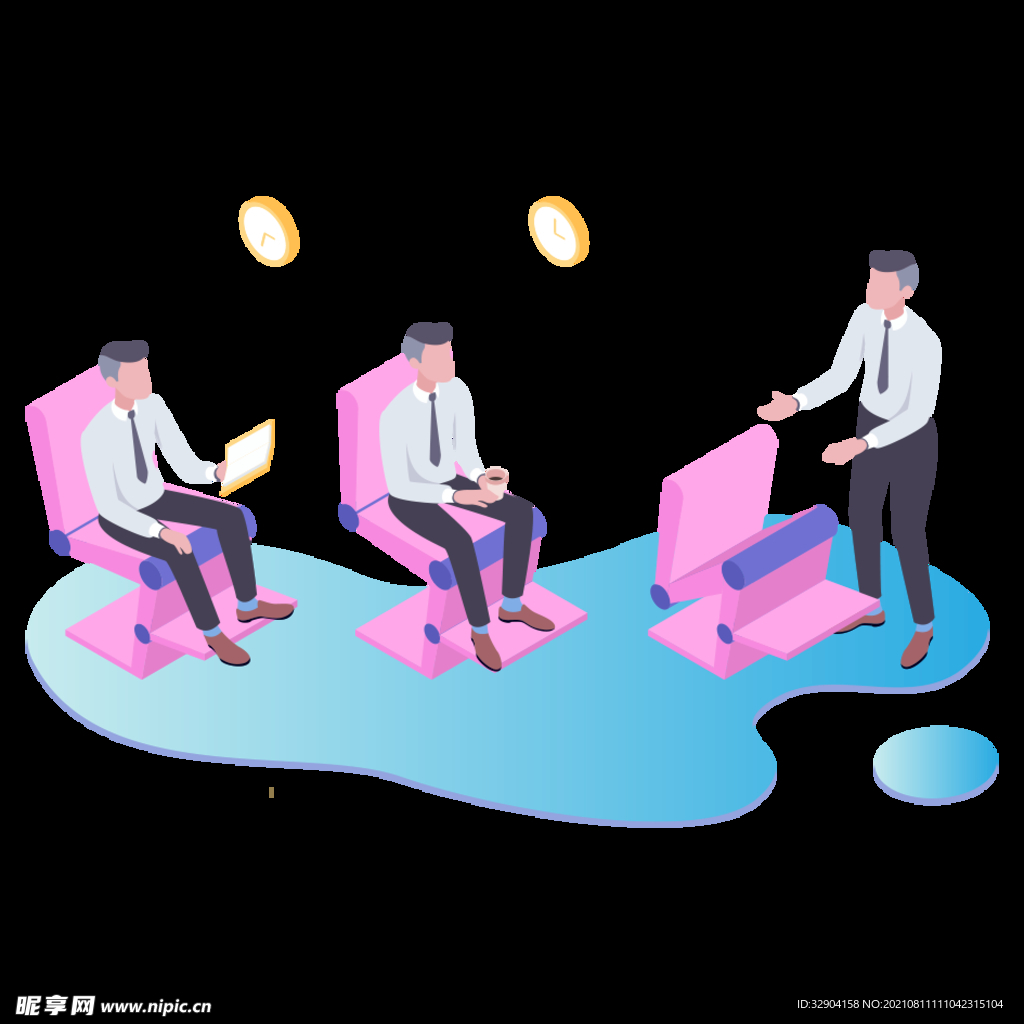 2.5D商务办公培训场景插画