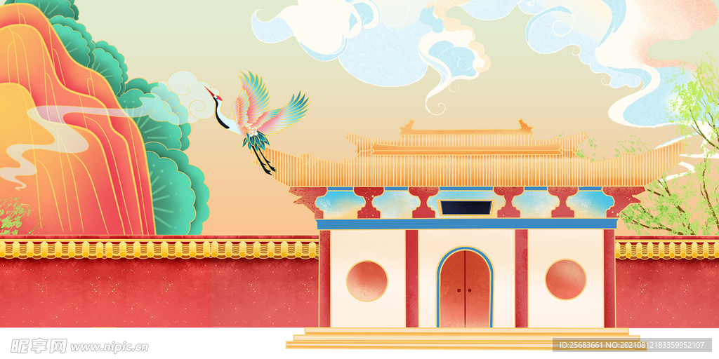 新中式元素插画素材