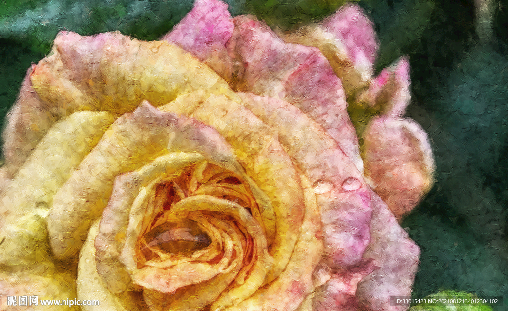 月季花手绘油画装饰画