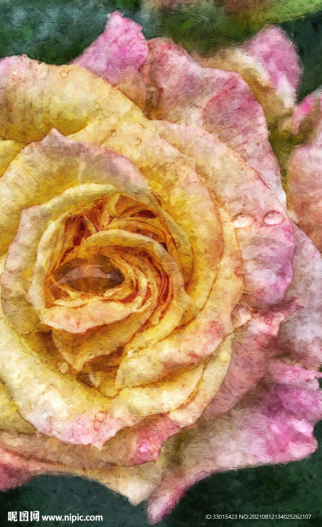 月季花手绘油画装饰画