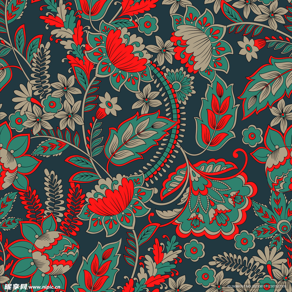 热带叶子 数码印花