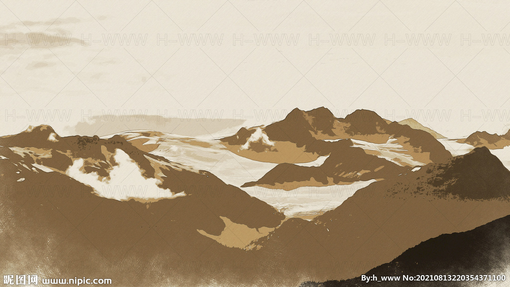 山峰素描插画手绘装饰画