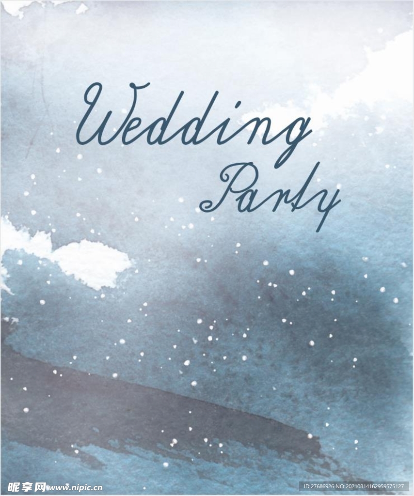 北欧雾霾蓝雪花高级婚礼迎宾背景
