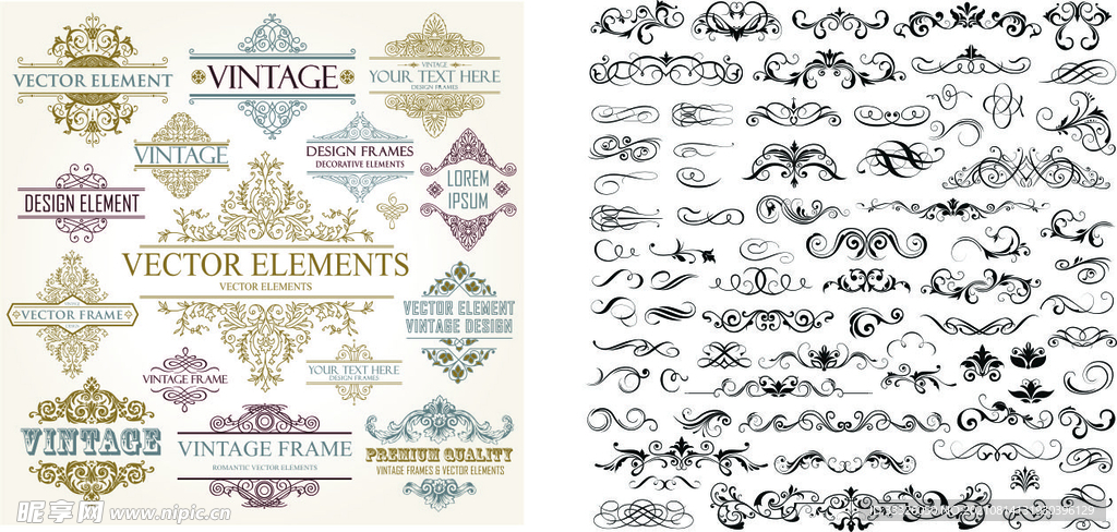 边框 花纹 矢量图 底纹 名头