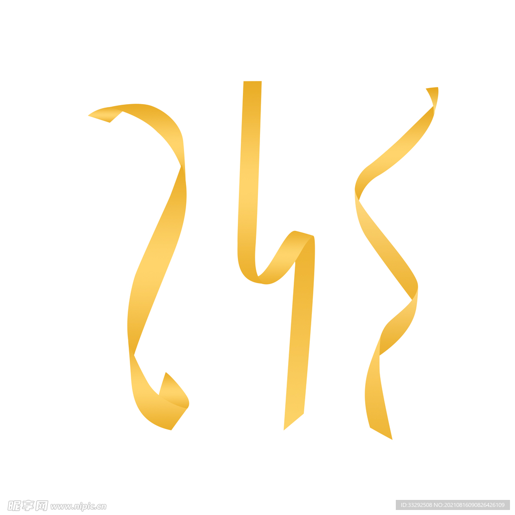 金色丝带飘带矢量免抠元素