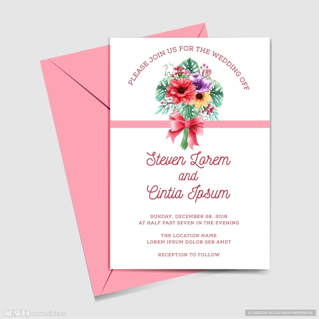 花束婚礼邀请卡
