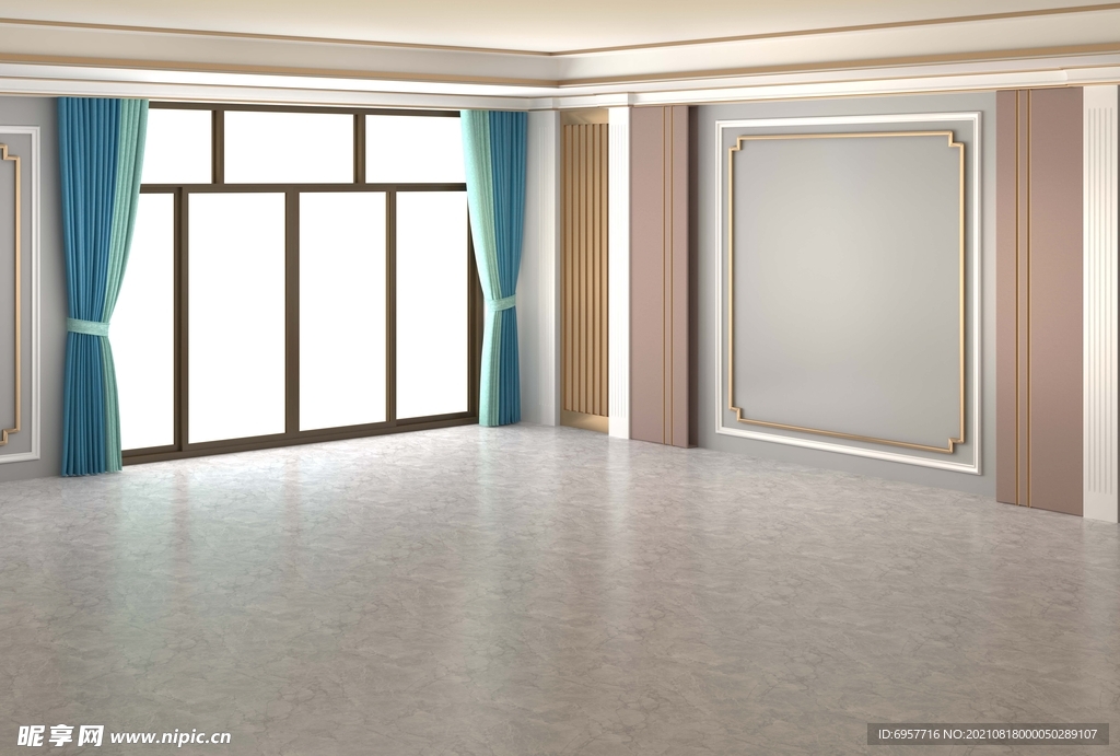 现代轻奢卧室空背景墙