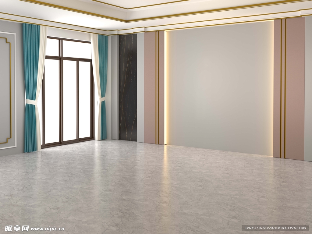 现代轻奢卧室空背景墙