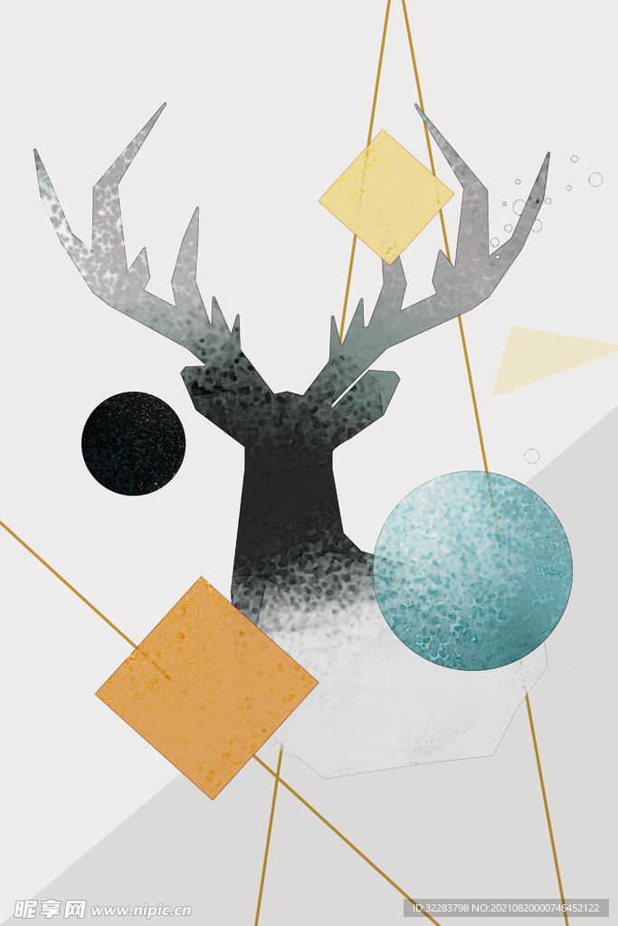 麋鹿简约装饰画