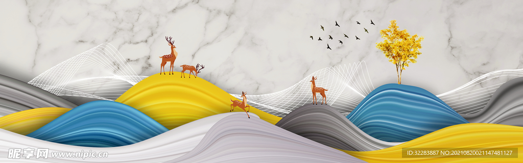 麋鹿背景墙