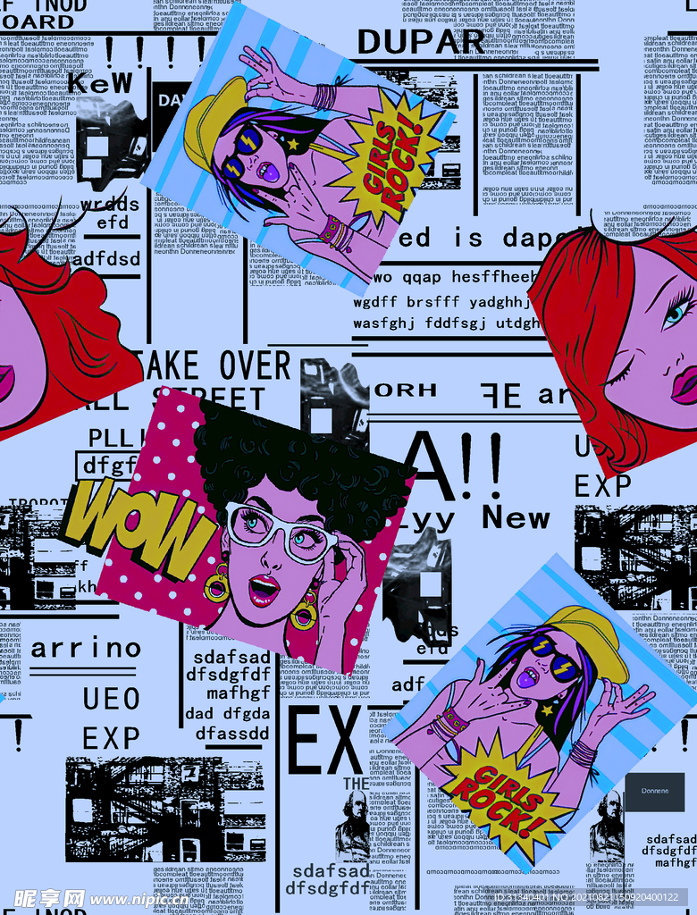 大牌 报纸 卡通 美女