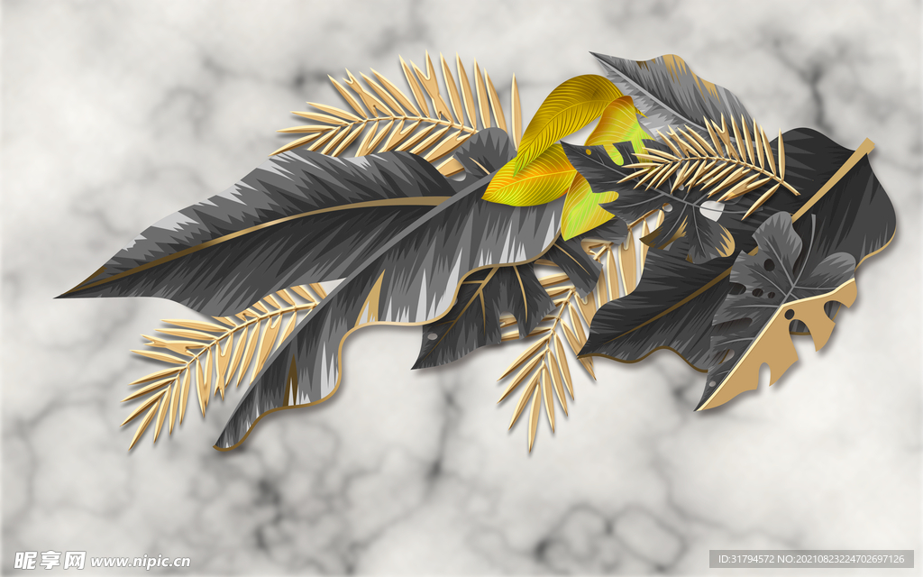 热带植物背景墙