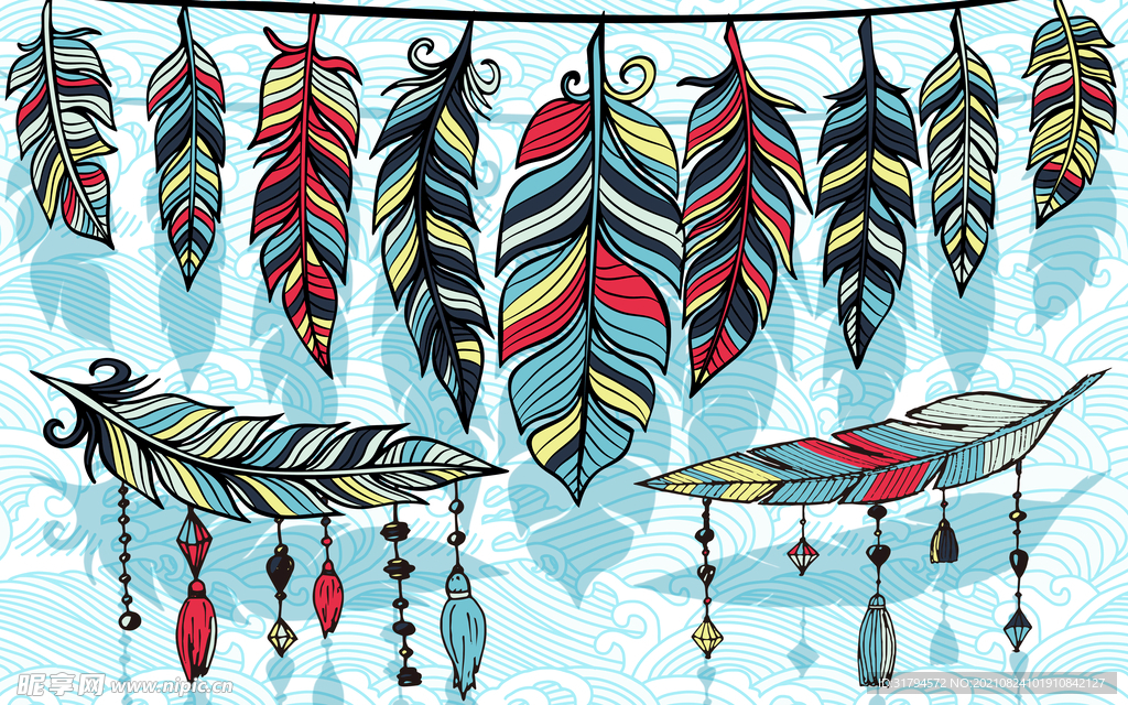 现代羽毛背景墙