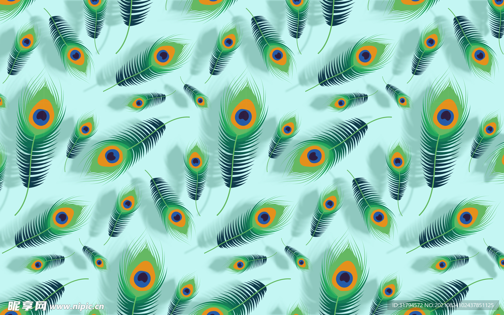孔雀羽毛背景墙