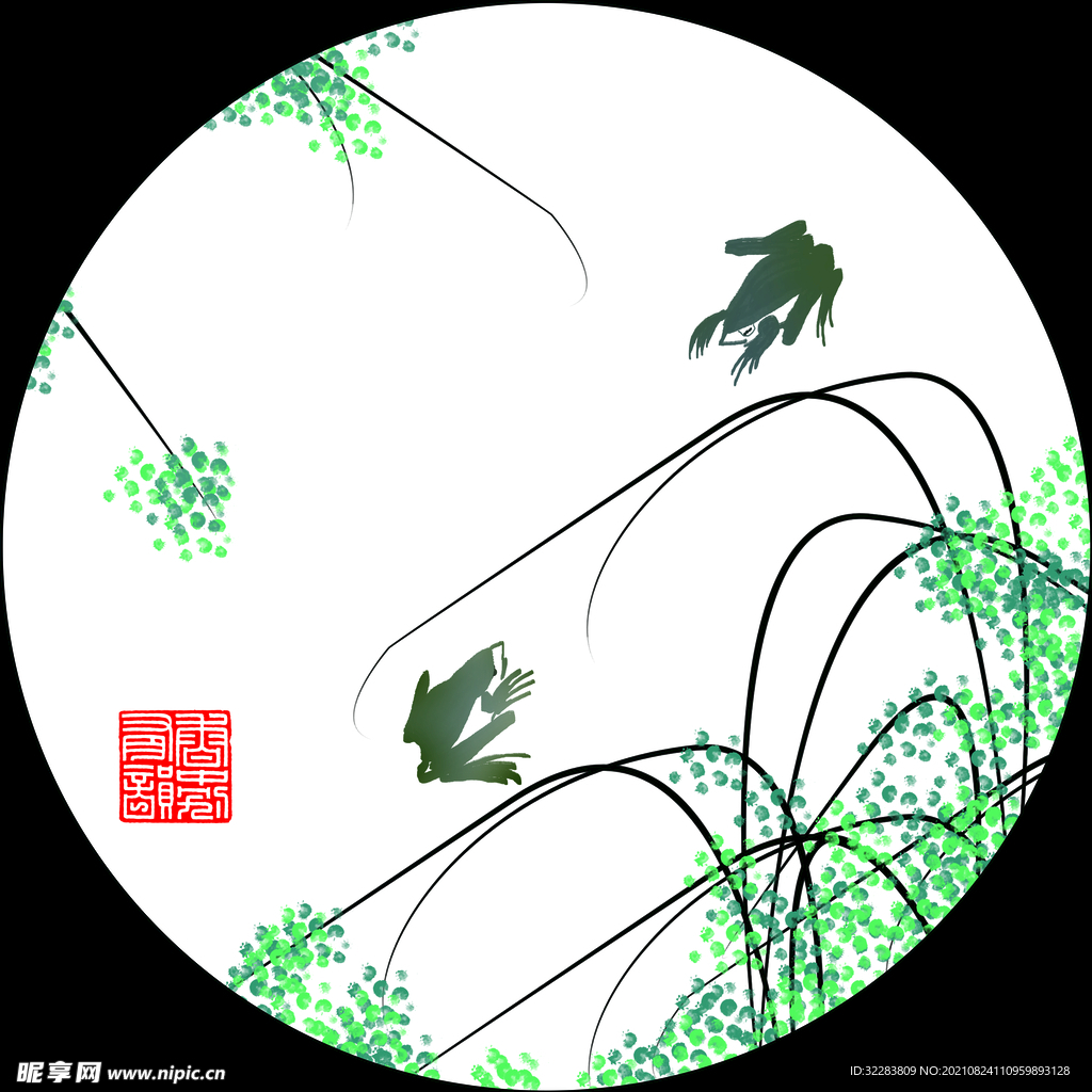 花鸟圆形装饰画