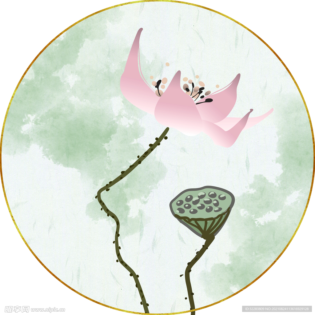 水墨荷花装饰画