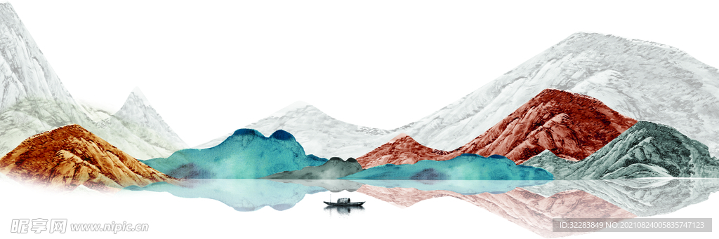 抽象山水画背景墙