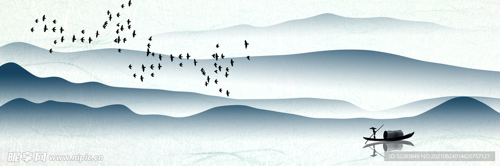 水墨山水背景墙