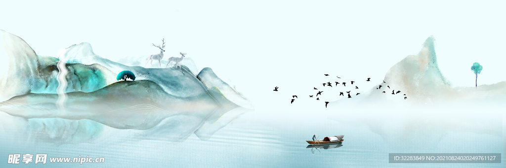 抽象山水背景墙