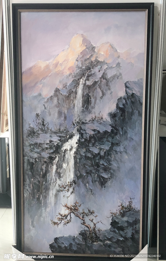雪山油画
