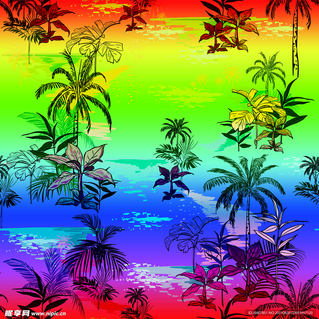 大牌 渐变 椰树