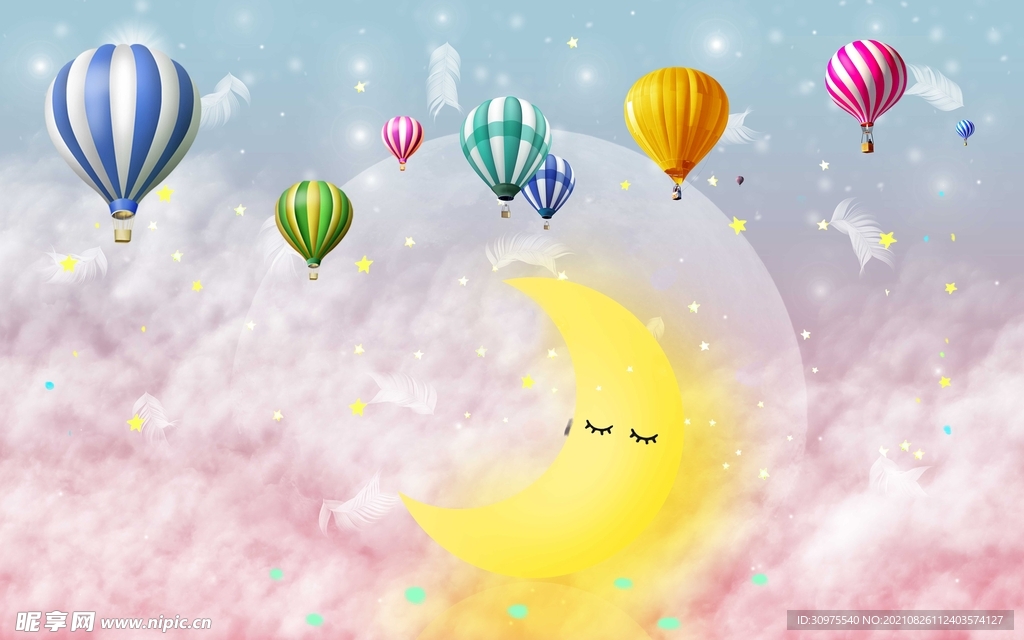 手绘卡通儿童房背景墙