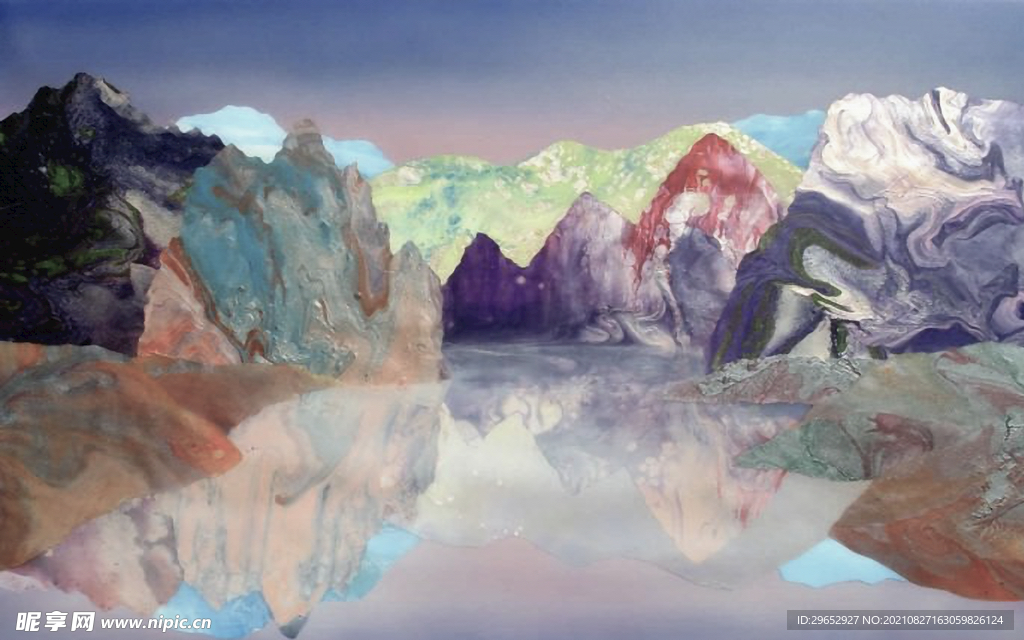 抽象山水画背景墙