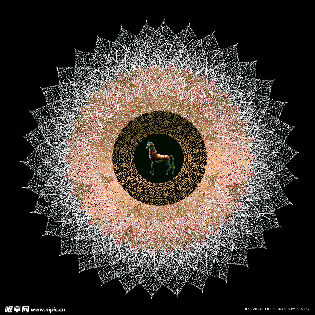 圆形花纹装饰画