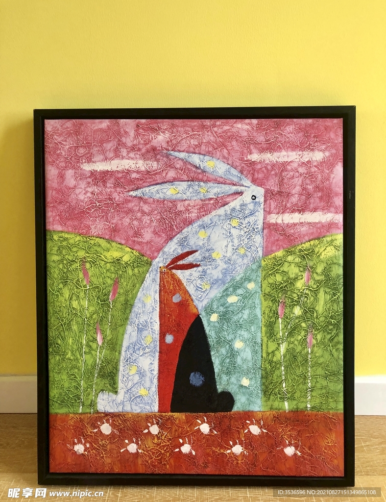 抽象油画小兔子