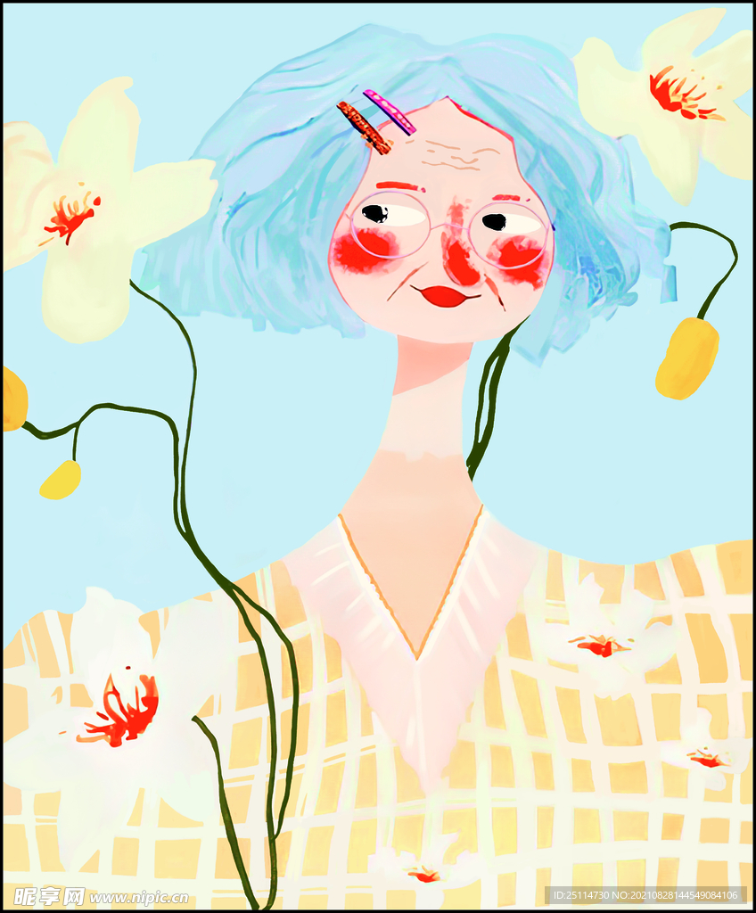 少奶奶卡通漫画数码印花