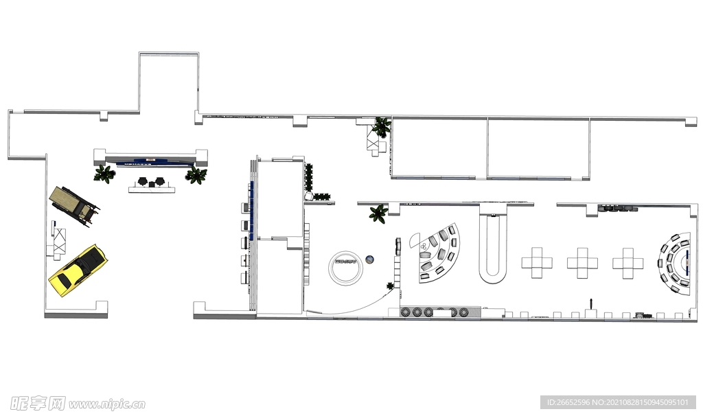 企业展厅 skp  草图 