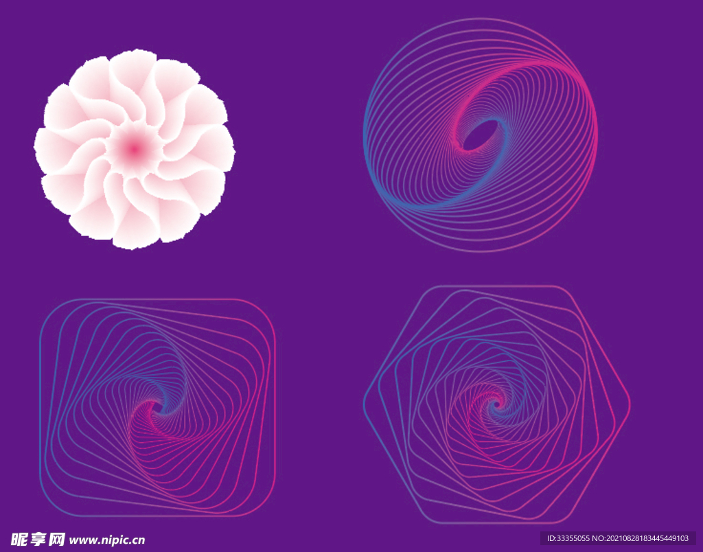 AI渐变线稿光影矢量图素材