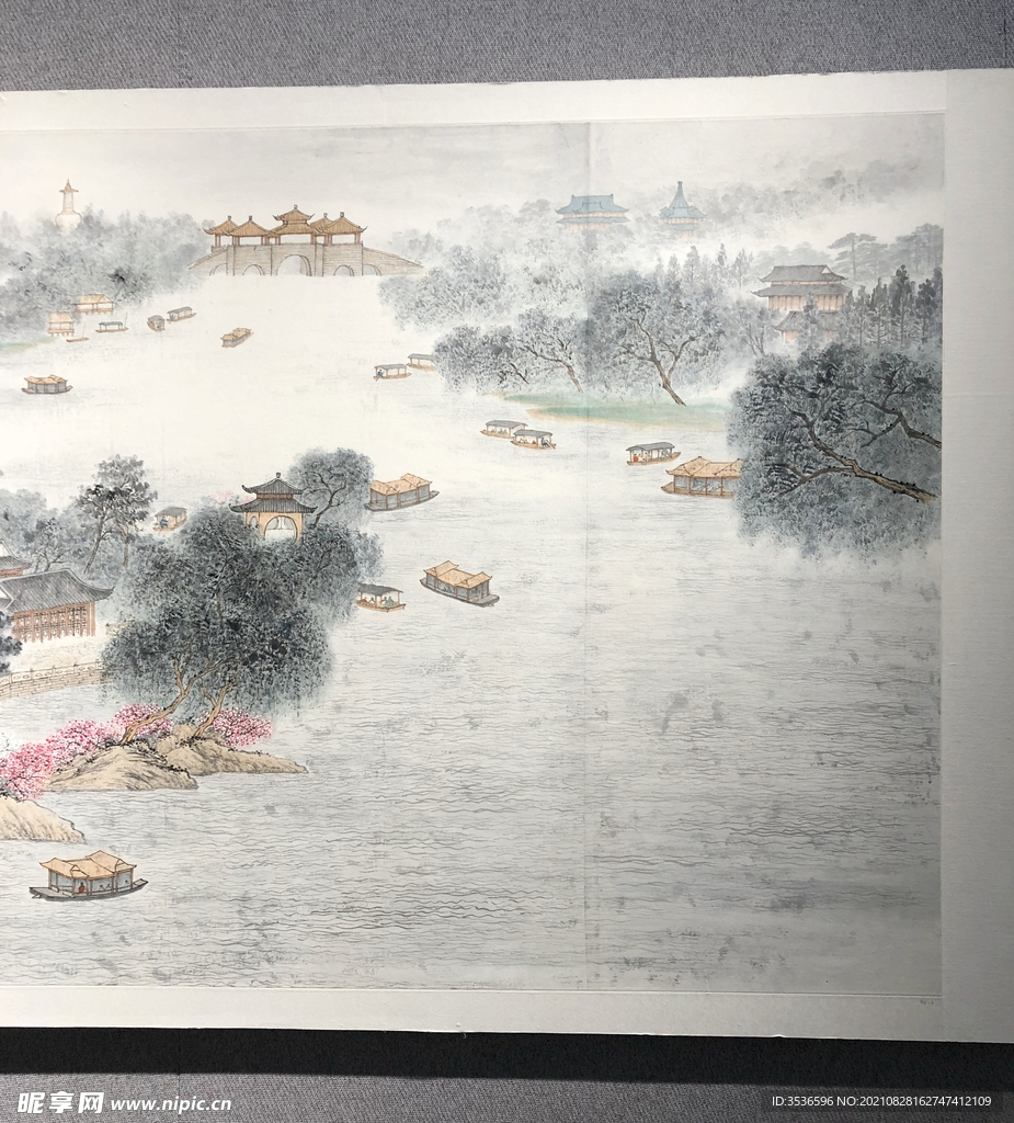 瘦西湖泛舟图局部