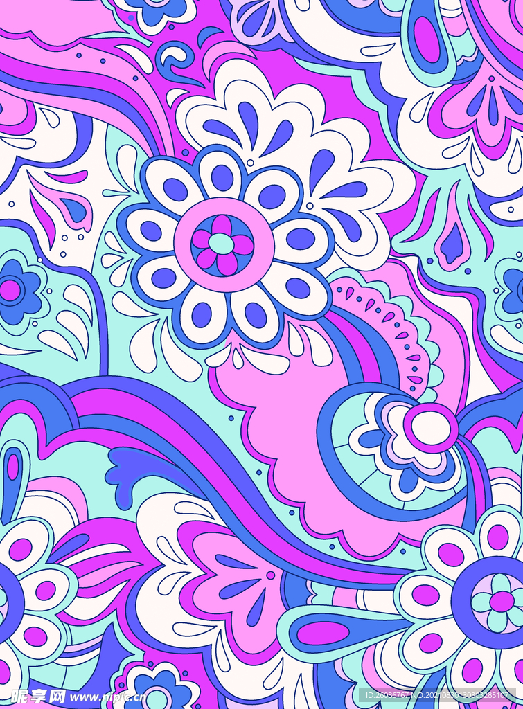 几何花 数码印花