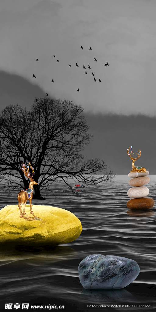 抽象山水装饰画