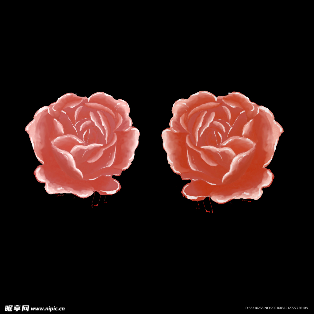 水彩玫瑰花元素免抠