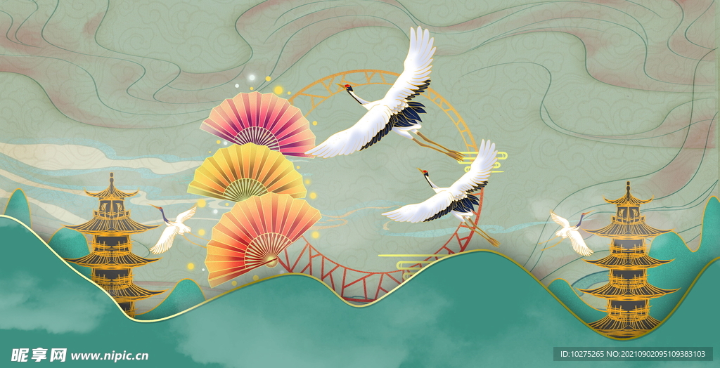 国潮风中国风插画背景