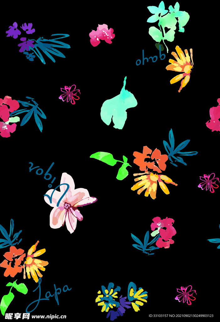 大牌花朵数码印花